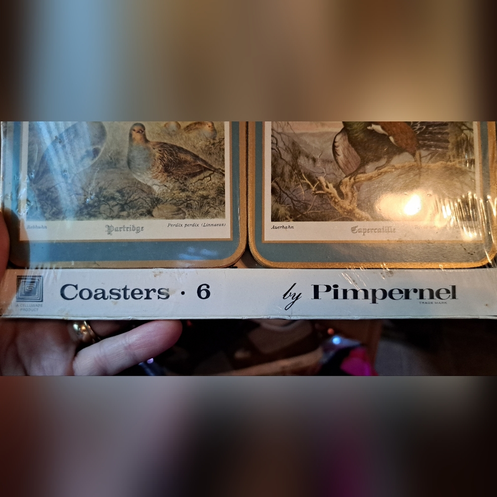 Vintage Set 6 Pimpernel Game Birds Cork Backed Coasters New In Package - Picture 3 of 5